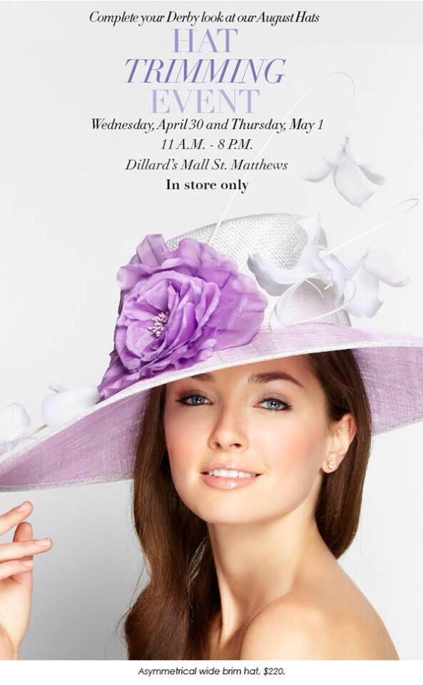 Today our HUGE Derby Hat Trimming Event 11am-8pm at Dillard's Mall St. Matthews
