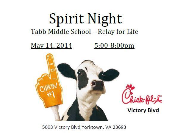 TMSTigers1's tweet photo. TMS Relay for Life Chick-Fil-A Night - May 14th 5:00-8:00pm. http://t.co/NOLjEMDXmt