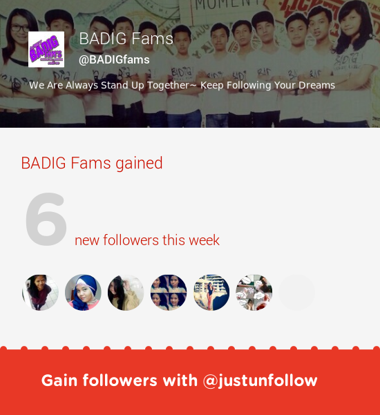 BADIGfams's tweet photo. Fab tweeps @LiaLiaLia03 @putri_ayufarida @verent4 &amp; more followed me. Grow with http://t.co/pULSjpznS5 http://t.co/rRzjuCtHAX