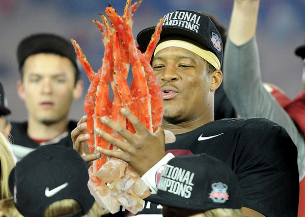 Jameis Winston is taking the new NCAA unlimited food thing a little too literally. BmecVQgIUAAppdh