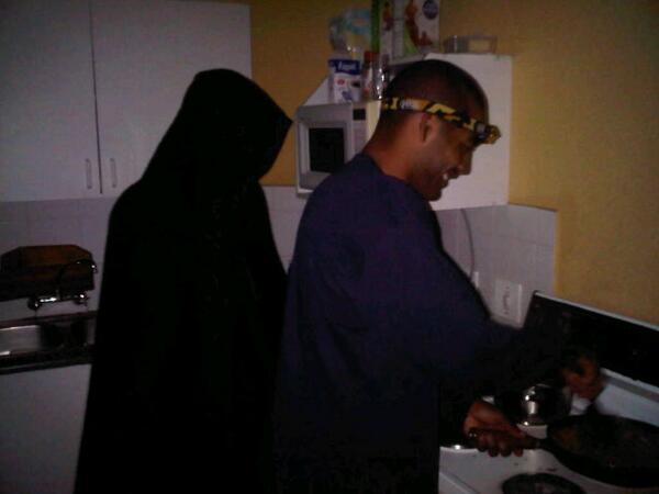 <a href="/jamzaG/">Jermaine Michael Johnson</a> cooking in the dark with a spectator. <a href="/Gareth09heyns/">Gareth Heyns</a> #grimmreaper #eskomtendencies