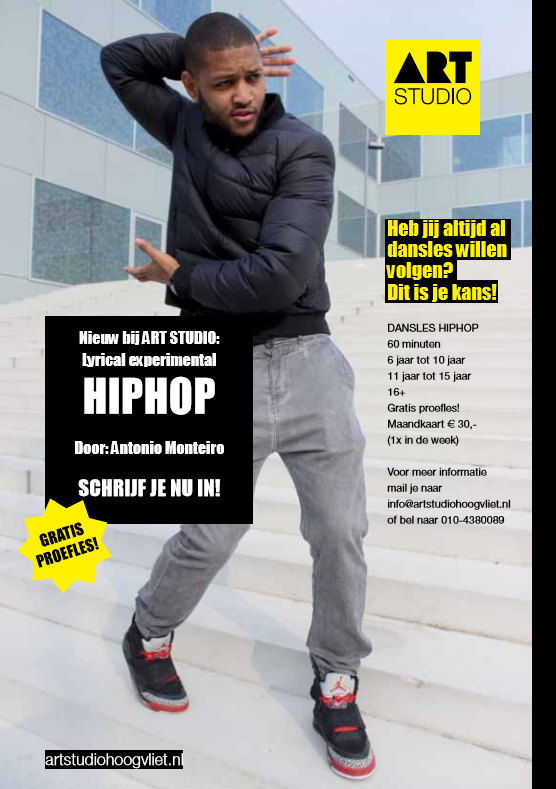 ArtStudioHV's tweet photo. HIPHOP LESSEN DOOR @bossmonteiro VANAF VOLGENDE WEEK! Kom langs voor een proefles! http://t.co/pj9bll70PD http://t.co/6tNylVO5kz