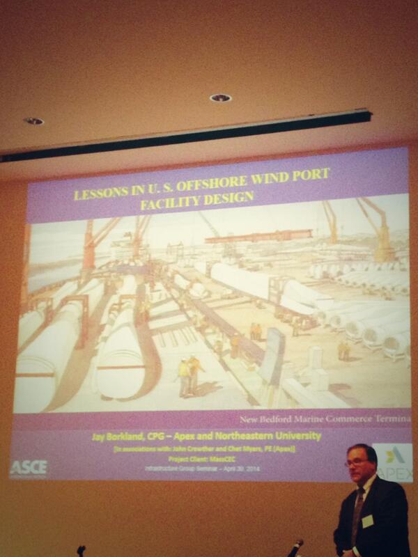 Next, Jay Borkland of Apex Companies presents on Offshore Wind Port Facilities design. #MetInfrastructureSeminar2014