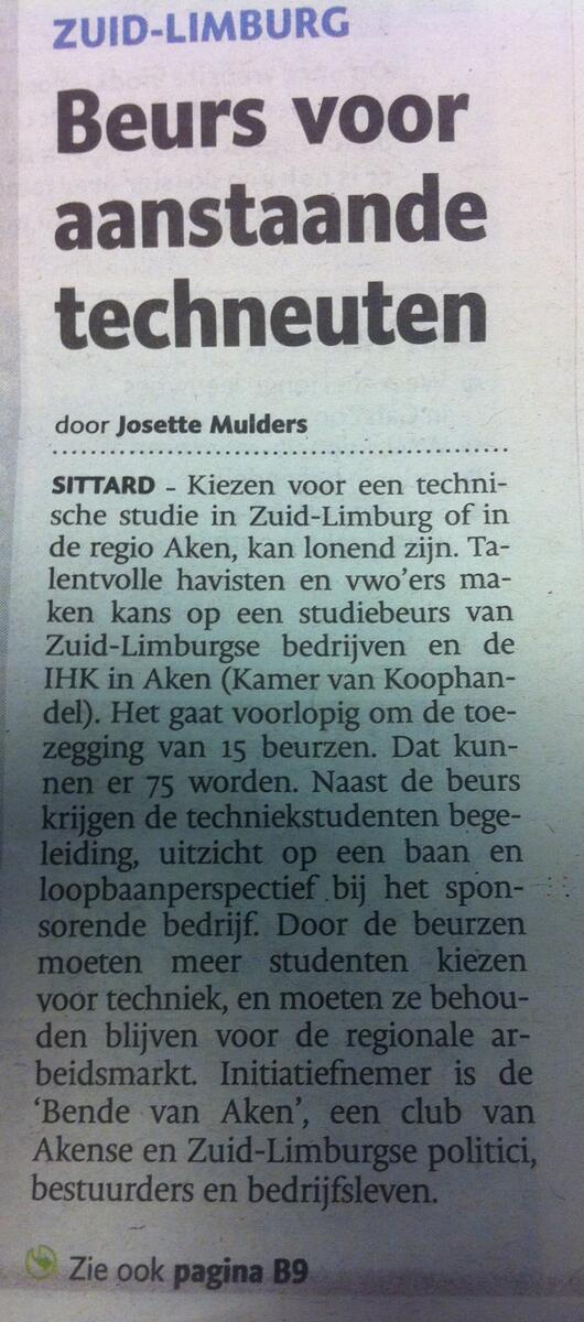connectlimburg's tweet photo. Studiebeurs voor talentvolle, technische studenten in Zuid-Limburg en regio Aken. http://t.co/RcoOHqjdWt