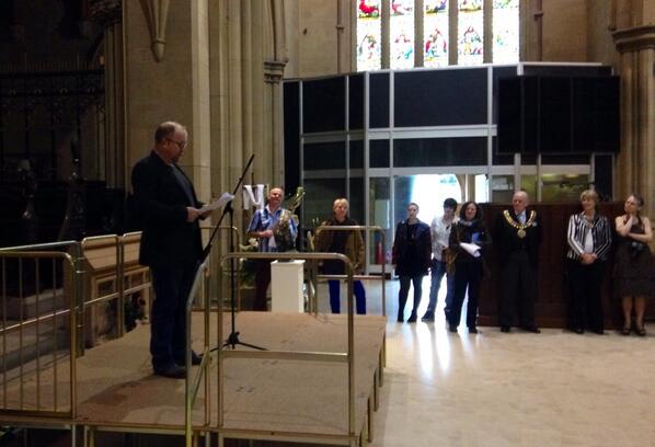 JasonSimpsonArt's tweet photo. @Jamesnaughtart  doing his thing. Two speeches in as many months. @THELOSTCREATIVE #PV @BoltonUni #GoodShow http://t.co/KloUDjI4ep