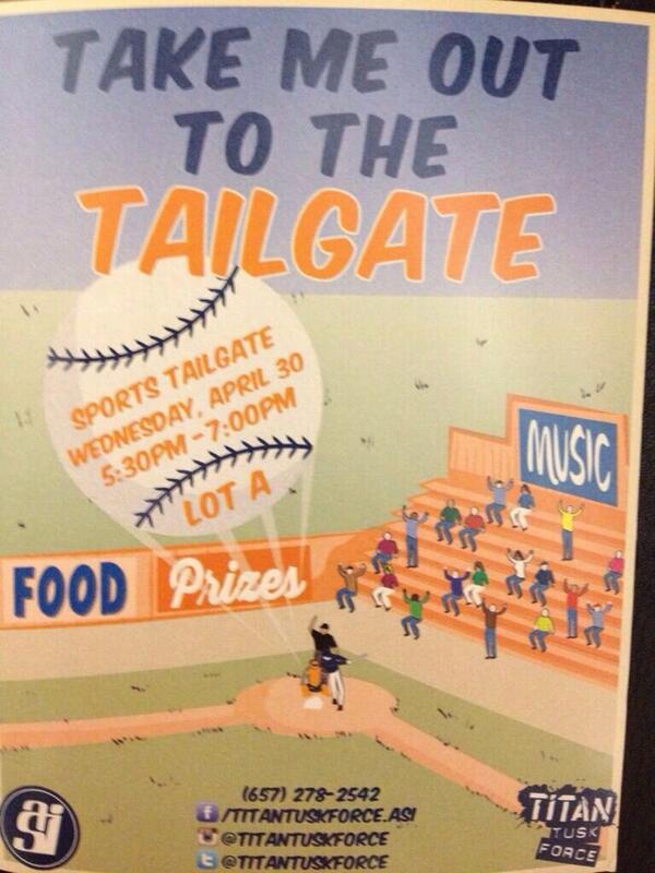 Who's ready for today's tailgate?!? It's the last one! There will be food, prizes, and a DJ. Bring your Titan spirit!