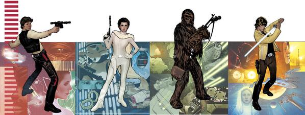 AH_AdamHughes's tweet photo. Feeling all STAR WARS-y, are we? Here's all 4 REBEL HEIST covers, 1st one out today. Han Solo! #ncbd #fromthevault http://t.co/4GSV3v4Hqp