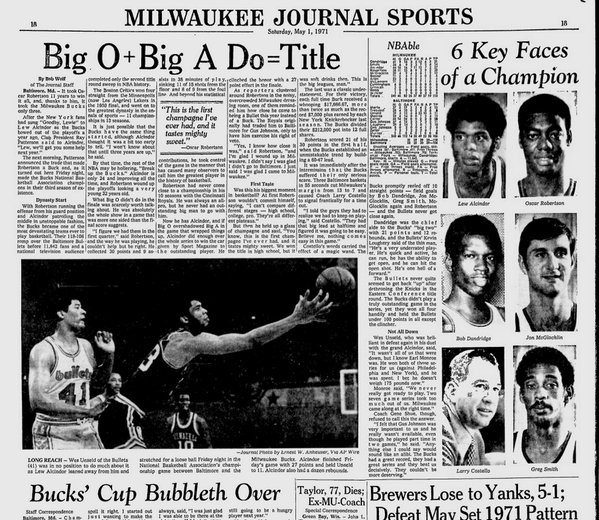 Bucks's tweet photo. Looking Back At The 1970-71 Championship Season - http://t.co/QxUBmuIOiF http://t.co/bDzZmR7lct