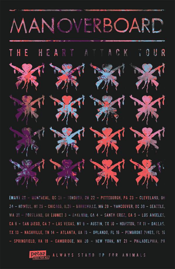 PETAShares's tweet photo. Last chance for VIP tickets & a FREE poster from @peta2 & @ManOverboardNJ! #HeartAttackTour http://t.co/gSFmNu4msc http://t.co/j7Y3uaxlim