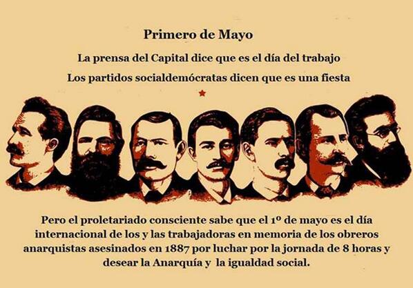 El #1demayo no es una fiesta, recordamos a los 8 anarquistas asesinados por su lucha obrera
