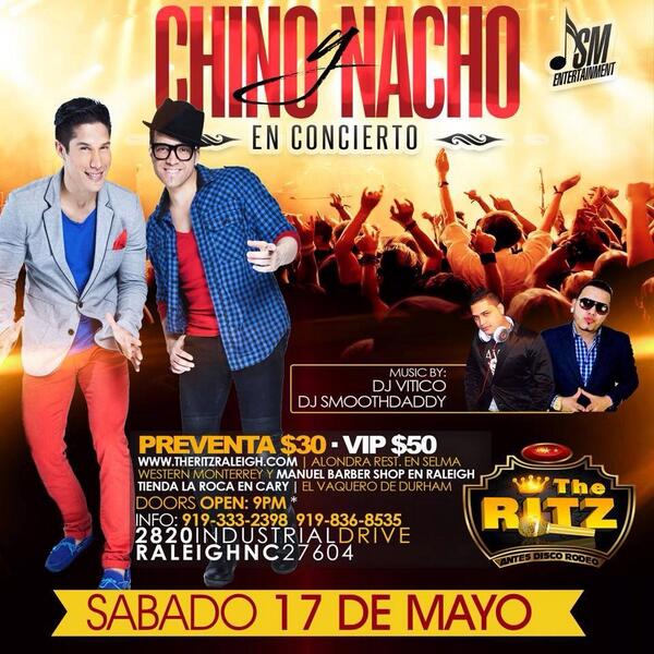 DJSMOOTHDADDY's tweet photo. @ChinoyNacho en concierto sabado 17 de mayo en Raleigh http://t.co/MPwvHdaf6c