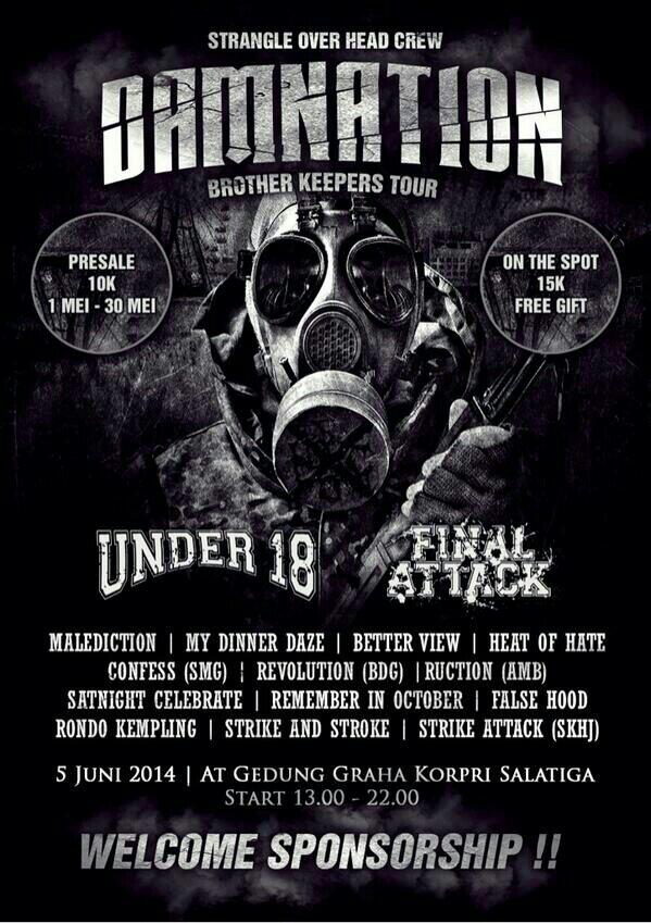 #infogigs : <a href="/S_O_H_C/">IG: @REGALIAFEST</a> present #DAMNATION2014 | 5 juni at gd Korpri Salatiga | HTM: 15K