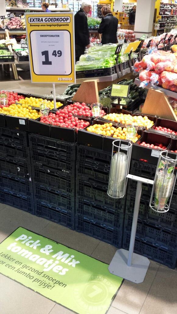Nieuw bij Jumbo: pick &amp; mix zelf een beker snoeptomaatjes voor slechts €1,49 Keuze uit 6 verschillende soorten!