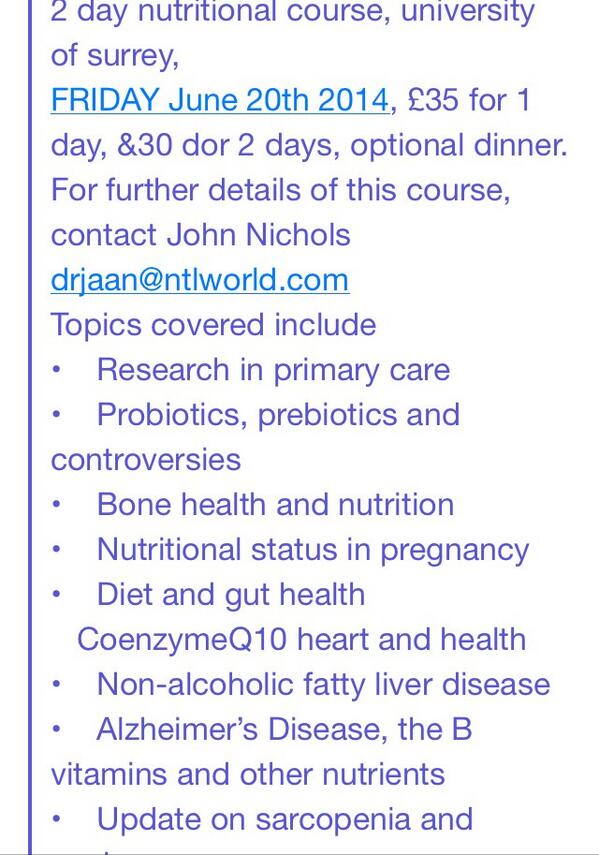 RCGP_SWTfaculty's tweet photo. 2 day Nutrition course Friday 20 june 2014 http://t.co/MV06fu5y2N