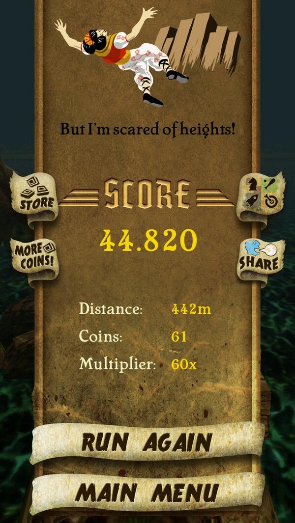 omerceylan1903's tweet photo. I got 44.820 points while escaping from demon monkeys. Beat that! http://t.co/SPO92BsMg0 #TempleRun http://t.co/riBzTRw2MZ