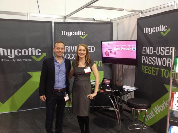 Thycotic's tweet image. Last chance to meet the team! Learn about securing your privileged accounts w/ #SecretServer @ stand D59 #infosec14