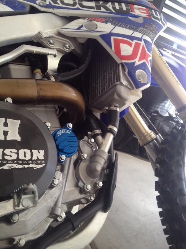 RECMX's tweet photo. @K_Rusk testing the new Yamaha billet oil filter cover http://t.co/hZoPpXhsev
