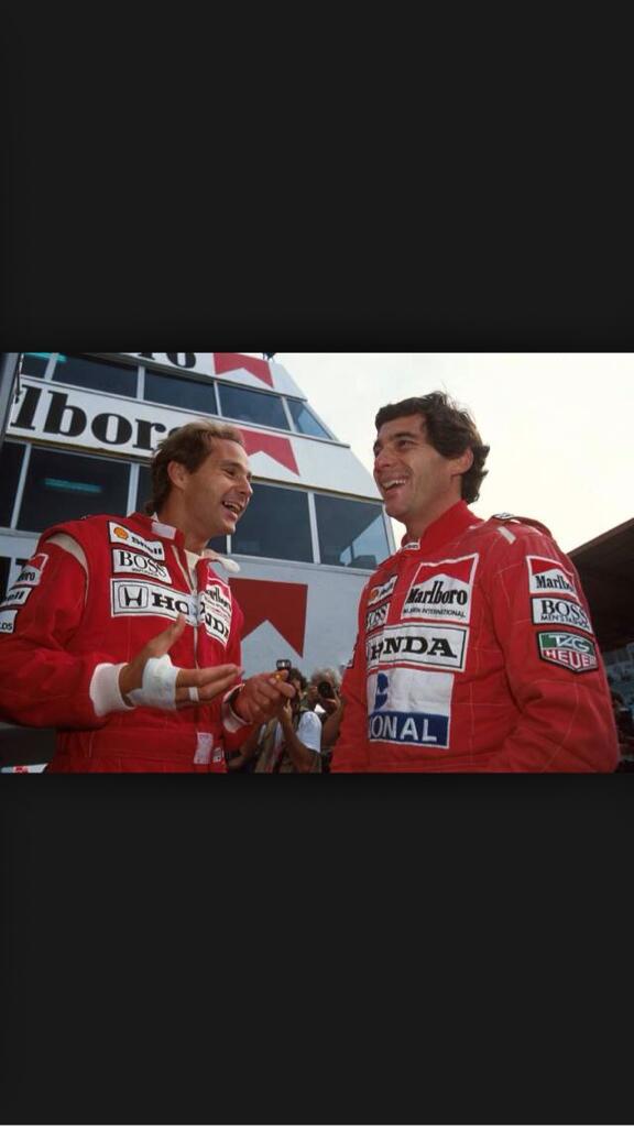 Ayrton Senna and Gerhard Berger, great teammates.#RememberAyrton