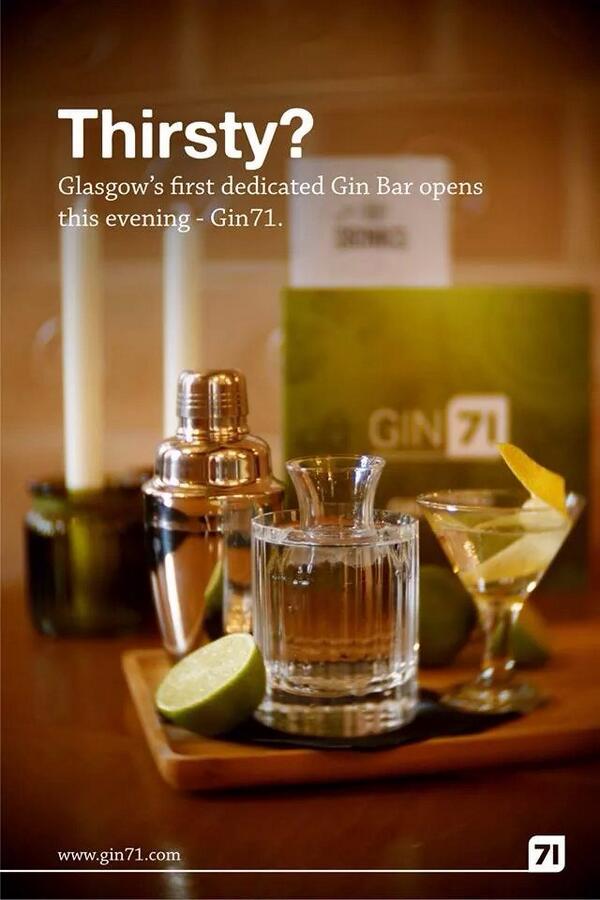 It's Gin O'clock as <a href="/Gin71Bar/">Gin71</a>, Glasgow's first dedicated gin bar, opens tonight🍸