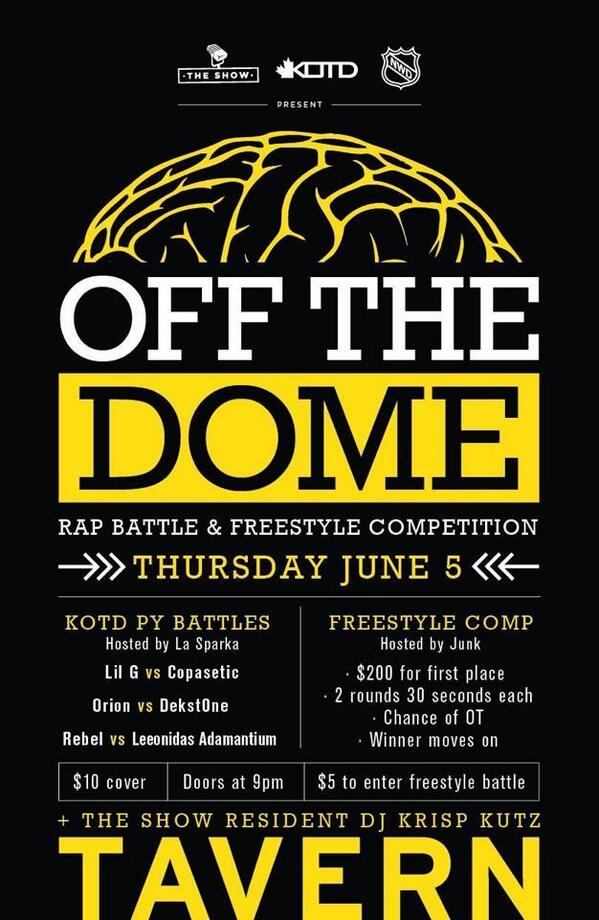 Copasetic_ILL's tweet photo. Now it's on... #OffTheDome @KingOfTheDot @r_RapBattles @LaSparka604 @IanJunkTonino @hiphopvancouver http://t.co/2mrKT4nqLP