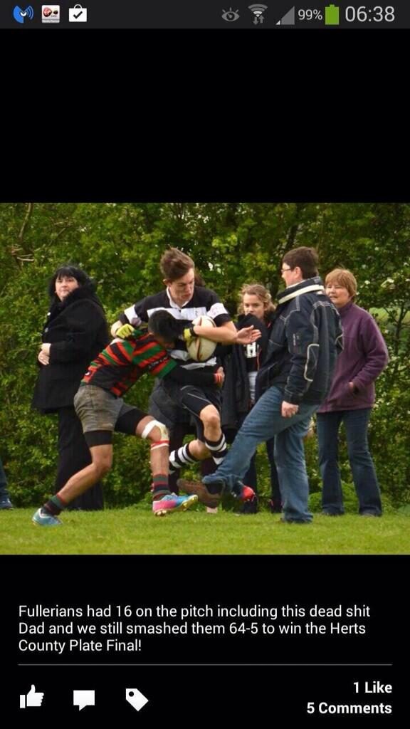 This pic is just shocking! RT if you think the dad should be banned for life.No place in rugby for this! #rugbyunited