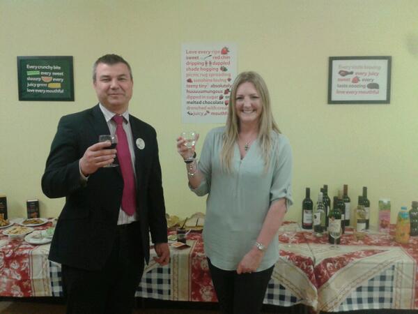 tesco2969's tweet photo. Farm to Fork local teachers meet Phil and Jo for cheese and wine. Weldone. http://t.co/mmCYPpHWy9