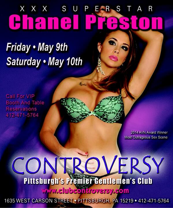 ClubControversy's tweet photo. One week till @ChanelPreston is here! How excited are you??? #Pittsburgh #stripclub #clubcontroversy #pornstar #xxx http://t.co/xt5PdZCunR