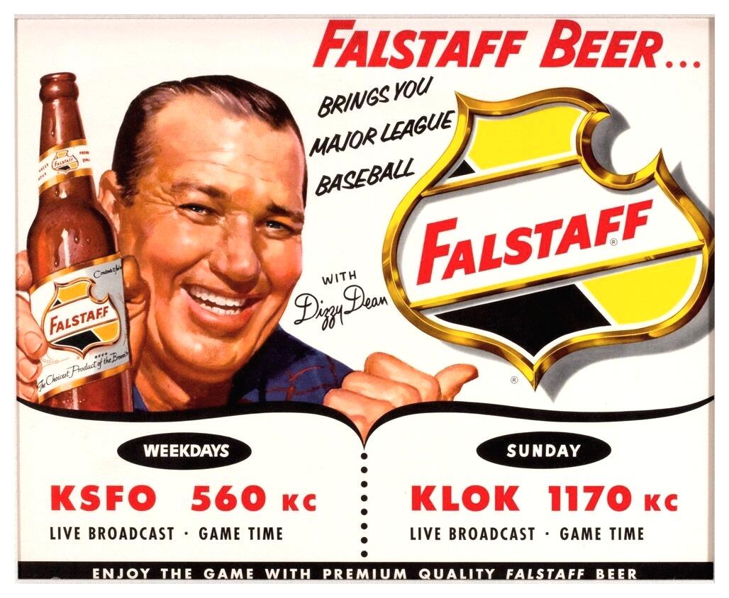Baseball by BSmile on X: "1950's #Falstaff Beer Ad - Featuring #DizzyDean # Beer #VintageAd #Radio #STL #KC #BSmile http://t.co/F68k6Srblw  http://t.co/FbZUoUiyS6" / X