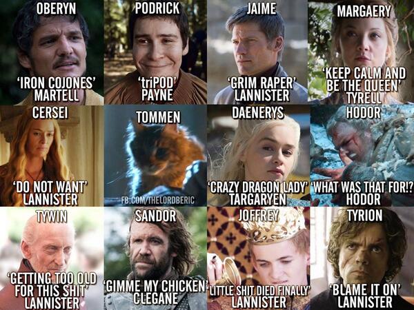 AlexaGherman's tweet photo. @simonetoem are you still watching it? #loveit 😁 “@SamTarly_: Season 4 character summaries. 

#GameOfThrones http://t.co/uszrHtFAEC”