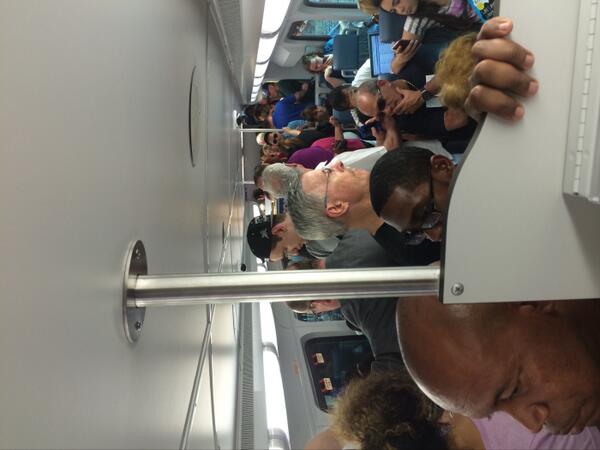 DJAVI8R's tweet photo. @WESH This is the scene on the 4:45PM Northbound Train to DeBary! http://t.co/Jsl5hKxbCu