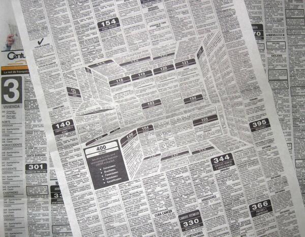 Clever enough to catch the eye. Newspaper ad creates an illusion w/ type. From Felipe Salazar: bit.ly/QXW4jg