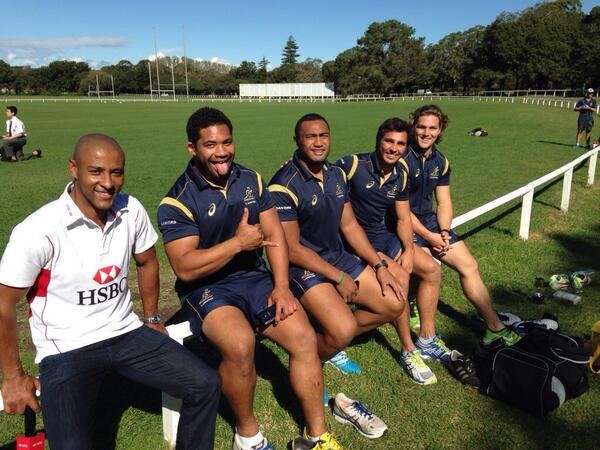 HSBC_Sport's tweet photo. We caught up with some famous faces in Sydney! Find out what they were up to in a few weeks...@QantasWallabies http://t.co/auMR4mGAII