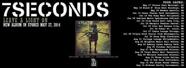 Backstage Chronicle (@tbc_dotcom) on Twitter photo Go see @7Seconds on their first headliner in 8 years! New album 'Leave A Light On' via <a href="/riserecords/">Rise Records</a> out May 27! - Go see @7Seconds on their first headliner in 8 years! New album 'Leave A Light On' via <a href="/riserecords/">Rise Records</a> out May 27! -
