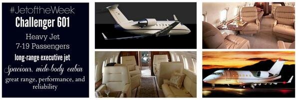 apollojets's tweet photo. #JetOfTheWeek - Challenger 601- This heavy jet is famous for it's spacious, wide body cabin and great range. http://t.co/pZY81ZPeSJ