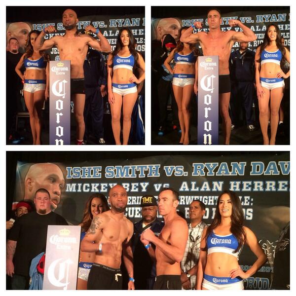 GoldenBoyBoxing's tweet image. Who will win tomorrow night? @IsheSugarShay (154lbs ) vs #RyanDavis (153.4 lbs) #LiveAtTheJoint #SmithDavis