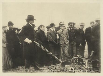 LHBMuseum's tweet photo. Happy #MayDay and #tbt! 1905, #LHBailey broke ground on new @Cornell ag buildings, guiding plow pulled by ag students http://t.co/XACucE97Mj