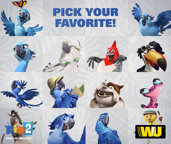 Western Union Have You Seen Rio 2 We Want To Know Who Is Your Favorite Character Westernunion Rio2 Http T Co Qmhsplzl4h Twitter