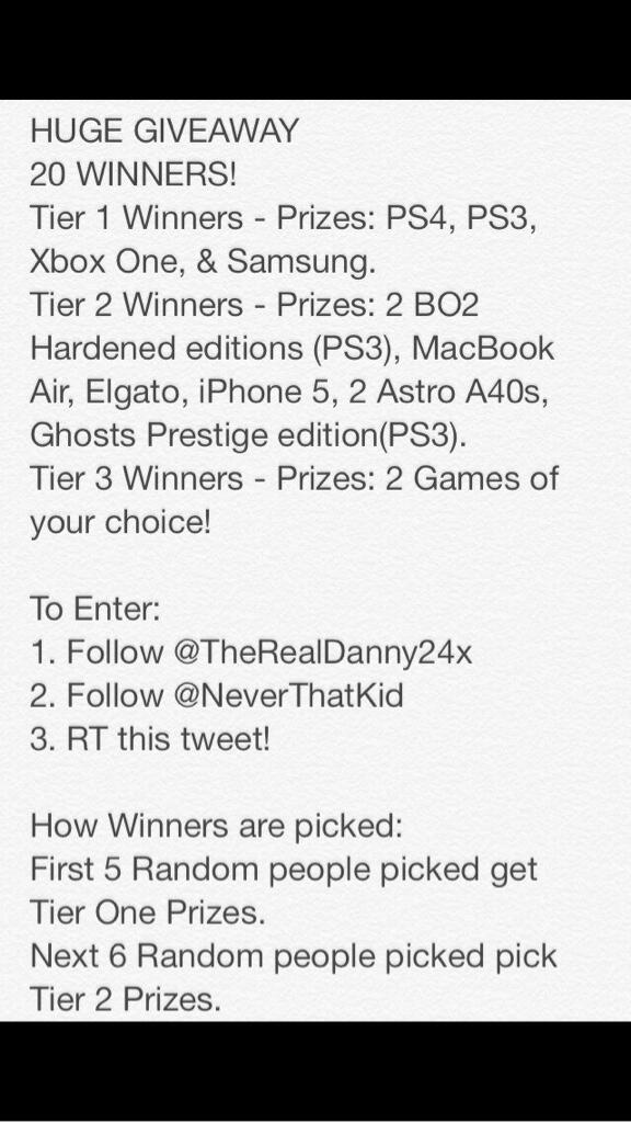 TheRealDanny24x's tweet image. Huge Giveaway w/ @NeverThatKid Read pics for info and follow us to enter!