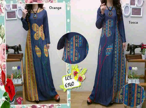 Busana_Modis's tweet photo. idr125 LCL 6140 (maxi denim tgn pnjg,comb songket di pon bunga, fit L-xl.jpg http://t.co/7hDxnsT7L0