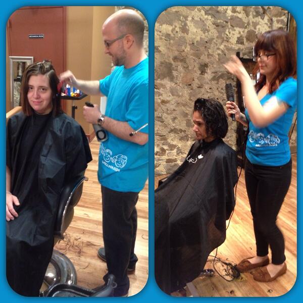 kathyromano11's tweet photo. Here we go! @Gravity_Hair @salonfiber David Arnold Salon doing the first 2 cuts of the morning! @wigsforkids http://t.co/z2puzxXwaM
