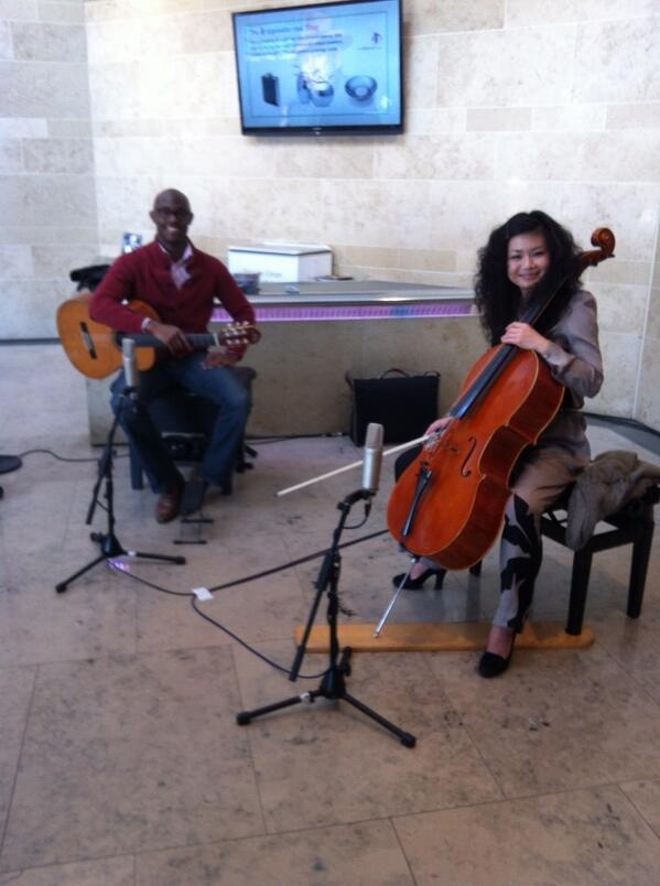 Rehearsals for A Little Bite Music sound fabulous in Stalls Foyer-join us from 12.30pm <a href="/lilucello/">Li Lu</a> <a href="/ahmeddickinson/">Ahmed Dickinson</a>
