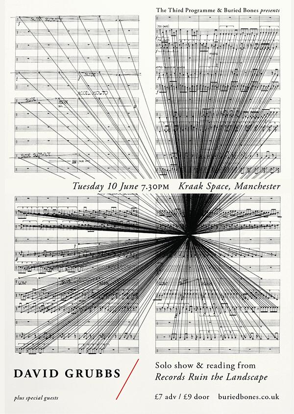 The3rdProgramme's tweet image. Tonight! It's our big David Grubbs (@blackfaurest) show with @buried_bones at @kraakspace. It'll be quite the thing: