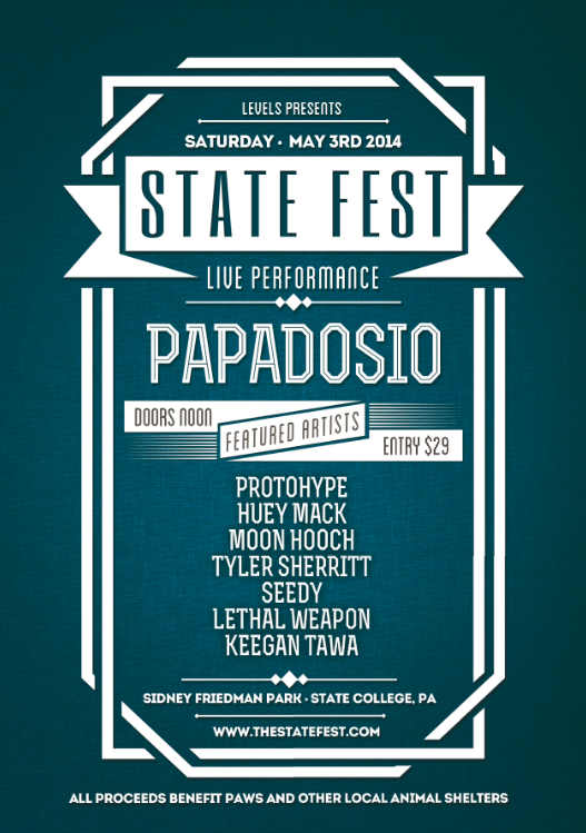 TheStateFest's tweet image. Retweet to win 2 tickets!
@Papadosio + @HueyMack + @Protohype + @MoonHooch + @TylerSherritt 
LevelsTickets.com
.