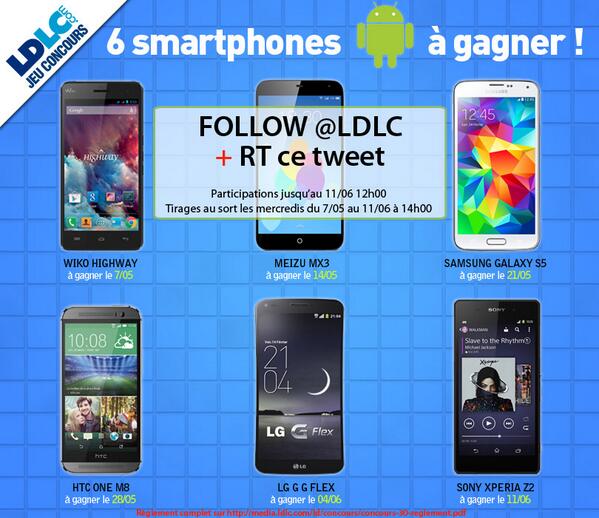 LDLC's tweet image. #JEUsmartphoneLDLC : Follow @LDLC + RT = 6 smartphones à gagner ! VOIR =&amp;gt; bit.ly/android1LDLC