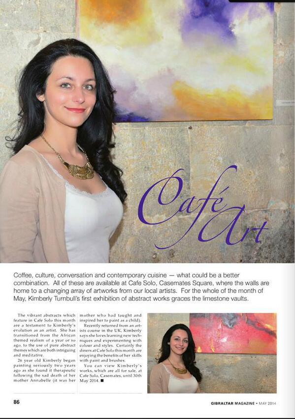 Loving @KimTurnbull_Gib's exhibition in Cafe Solo and this article on it in this month's @GibraltarMag @sologibraltar