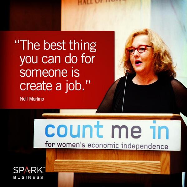 CapitalOneBiz's tweet photo. “The best thing you can do for someone is create a job.” - @NellMerlino, Founder &amp; President of @CMIAward http://t.co/ITtRNOaCX9