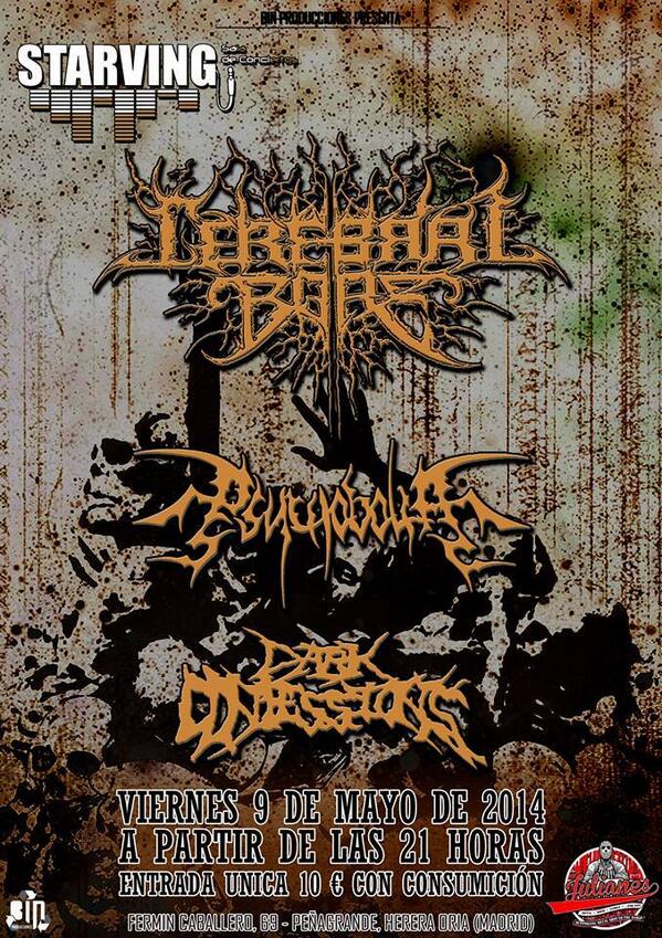 Cerebral bore por primera vez en nuestro país acompañados por <a href="/DC_officialband/">Dark Confessions DC</a>  y Psychobolia viernes 9 de mayo !!!!!