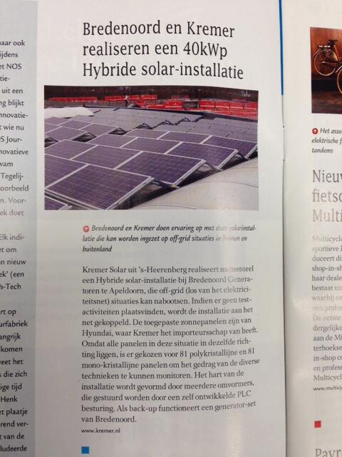 #Bredenoord en #Kremer realiseren een 40kWp #Hybride #solar-installatie. Bericht uit Achterhoek Magazine.