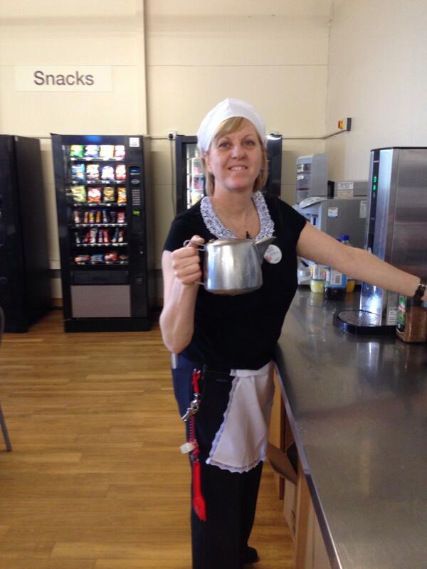 Anyone for tea Miranda Lister making tea for our colleagues raising money for diabetes uk managers forfeit
