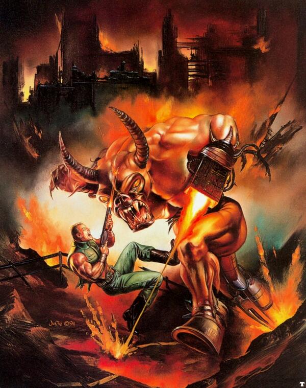 oleivarrudi's tweet photo. rejected original doom cover art by julie bell: http://t.co/u67GJZD55N